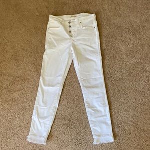 Madewell 10” white jeans, size 27, fringe hem